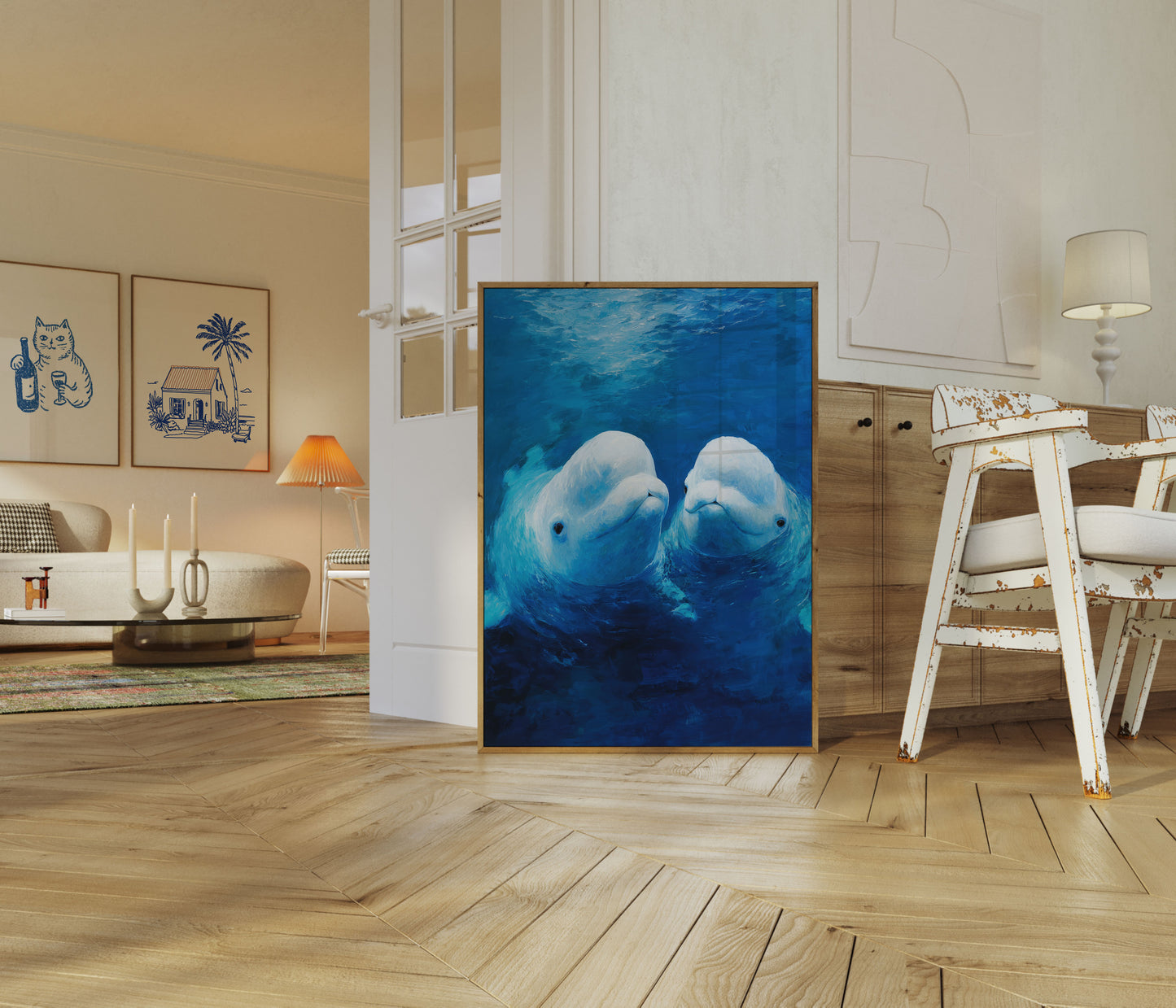 Beluga Whales Underwater Poster