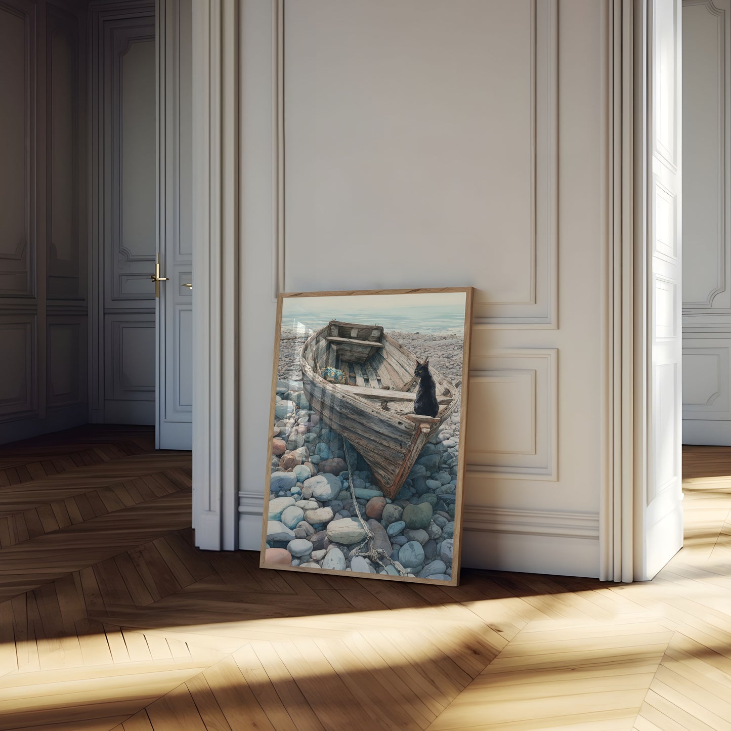 Affiche Chat Noir sur Bateau Abandonné