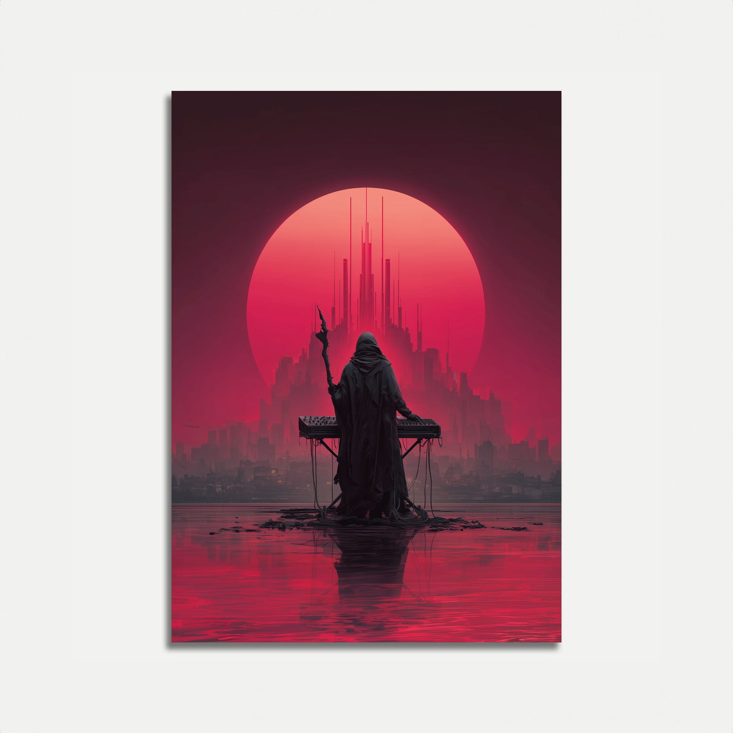 Mörk Elektronisk Solnedgångsposter