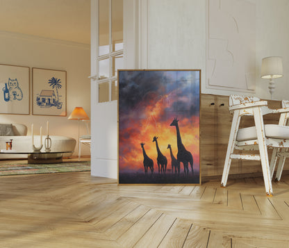 Pôster de Girafas Tempestade Raio