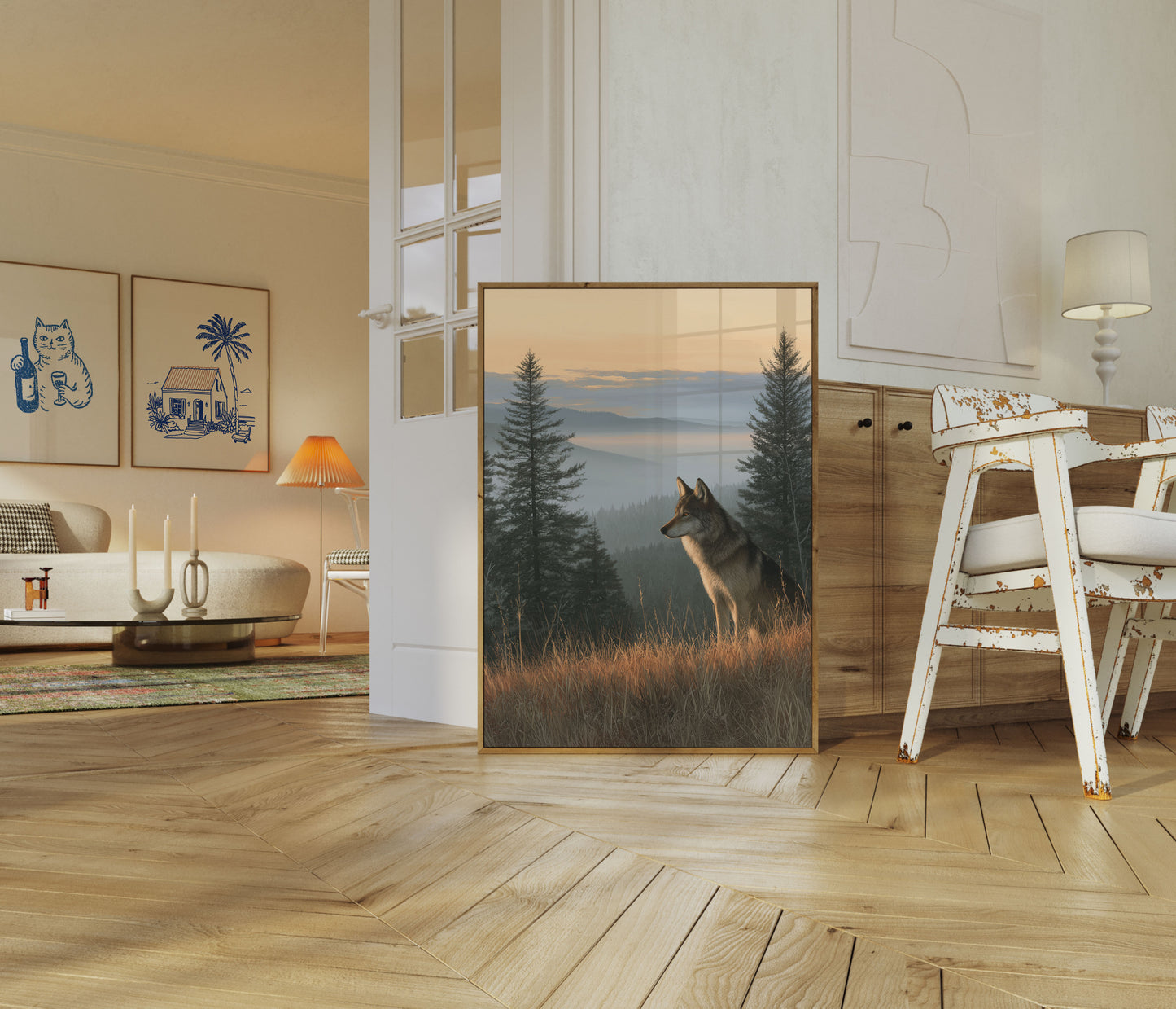 Misty Mountain Wolf Poster