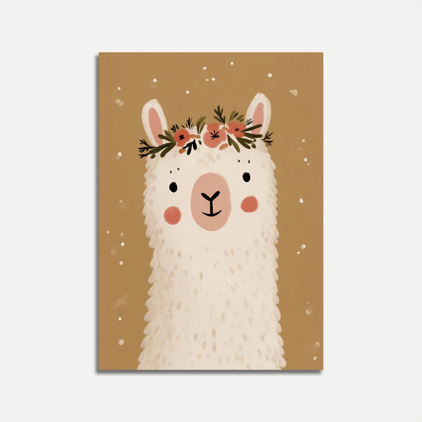 Póster de Llama con Corona de Flores