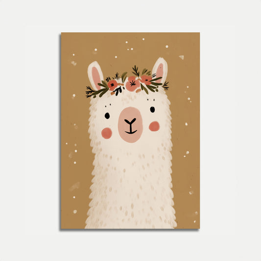 Llama with Flower Crown Poster