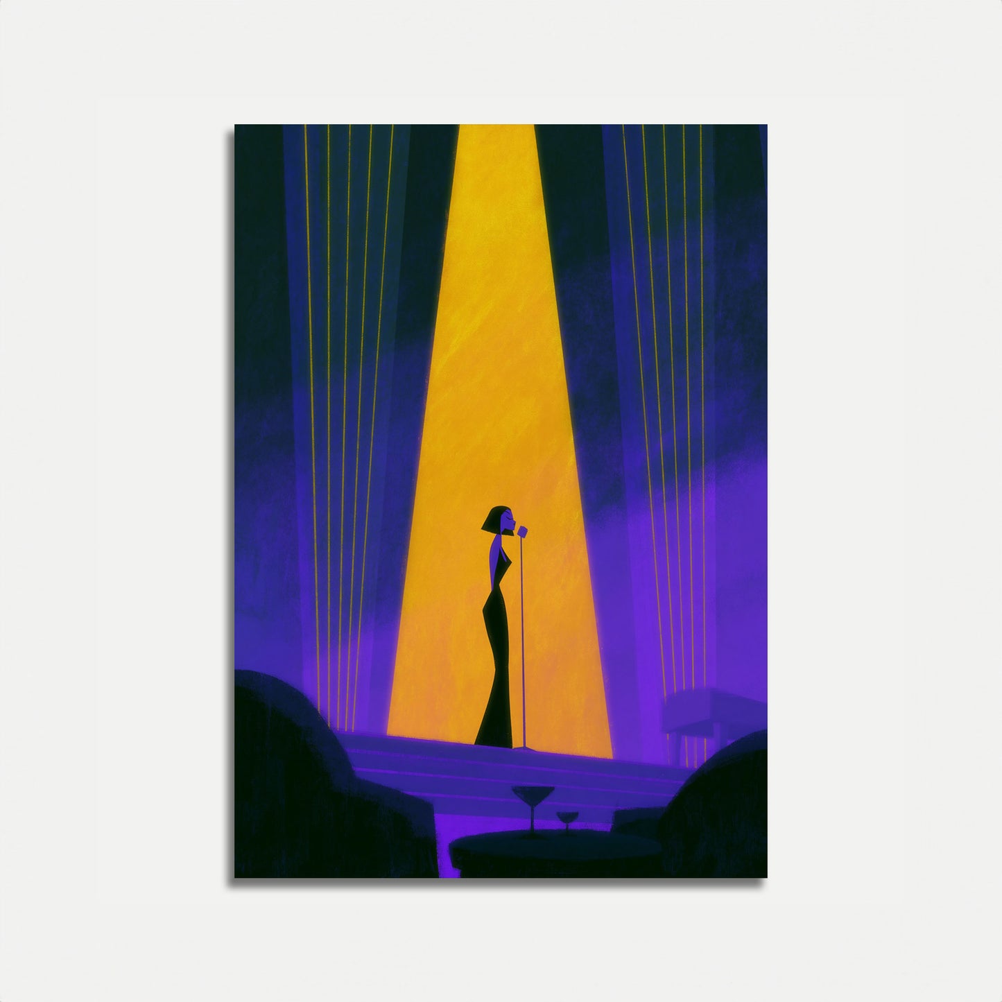 Spotlight-Sänger auf der Bühne Poster