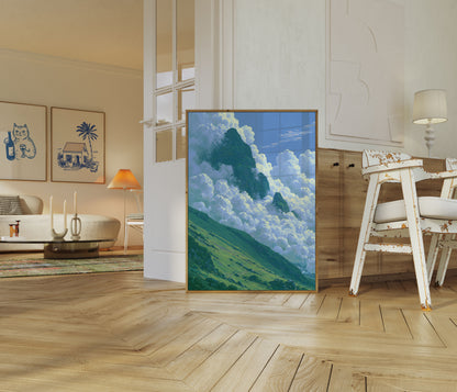 Mountain Peak Among Clouds Poster