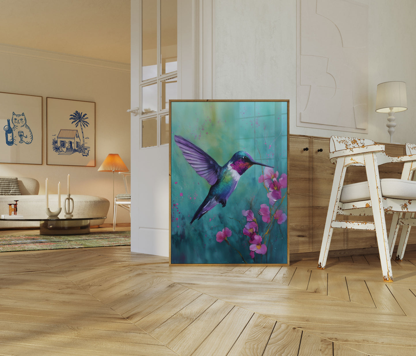 Vibrant Hummingbird Flight Poster