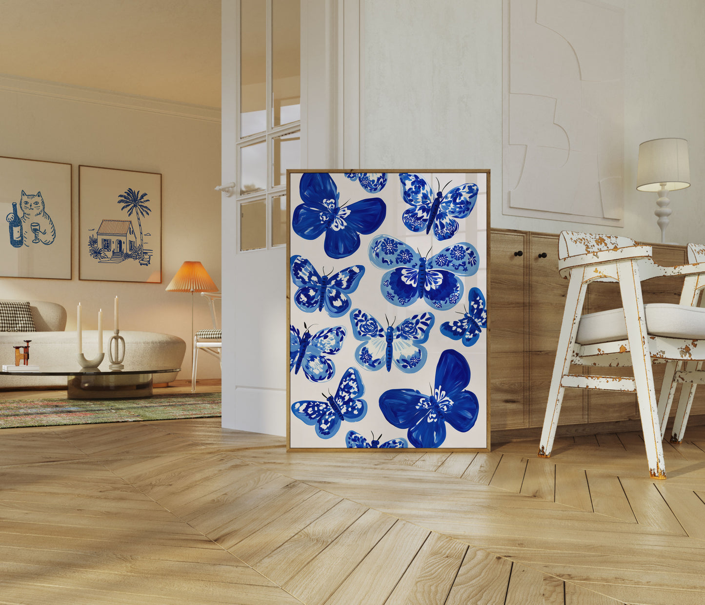Blå Sommerfugl Hage Plakat