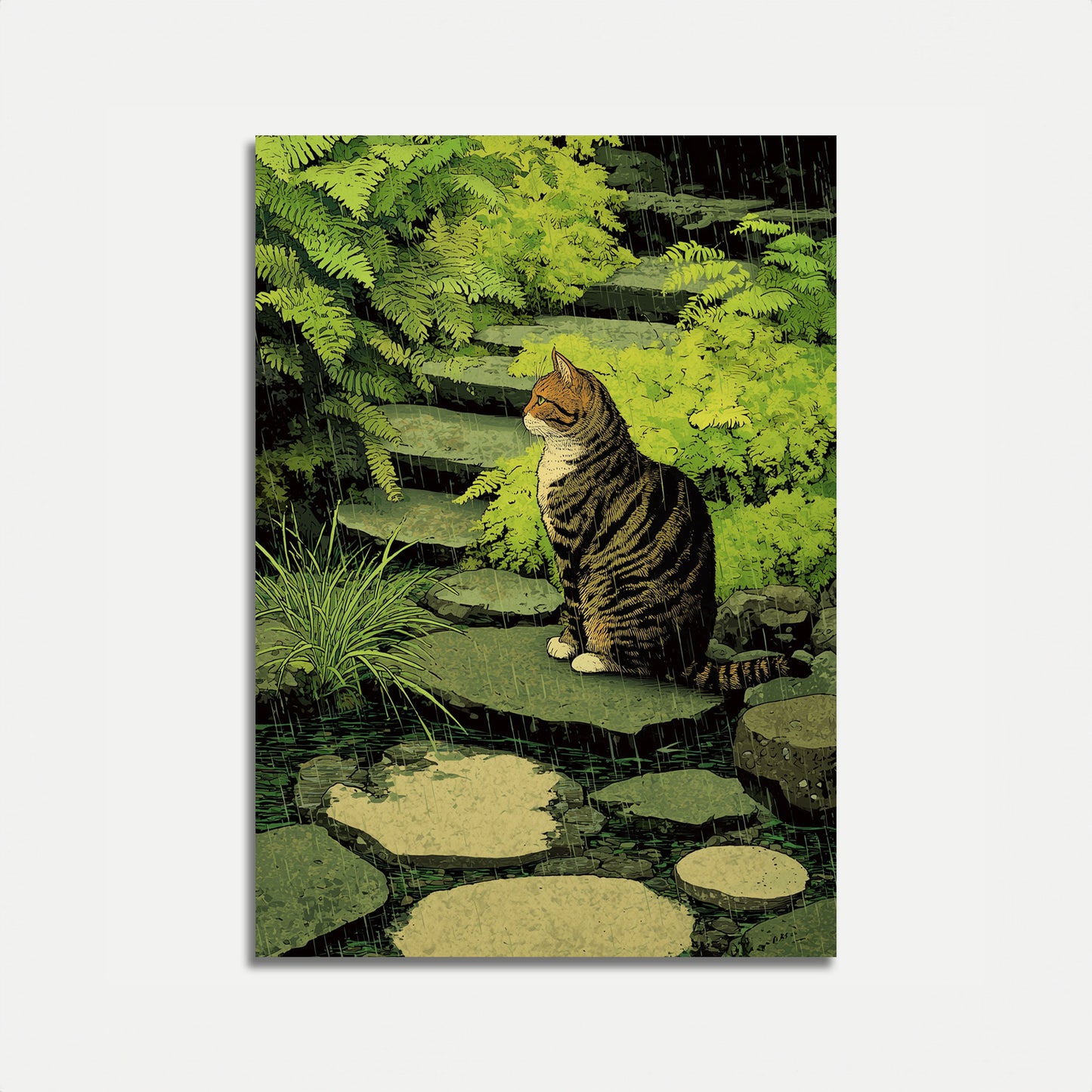 Tabby Cat in the Rain Poster