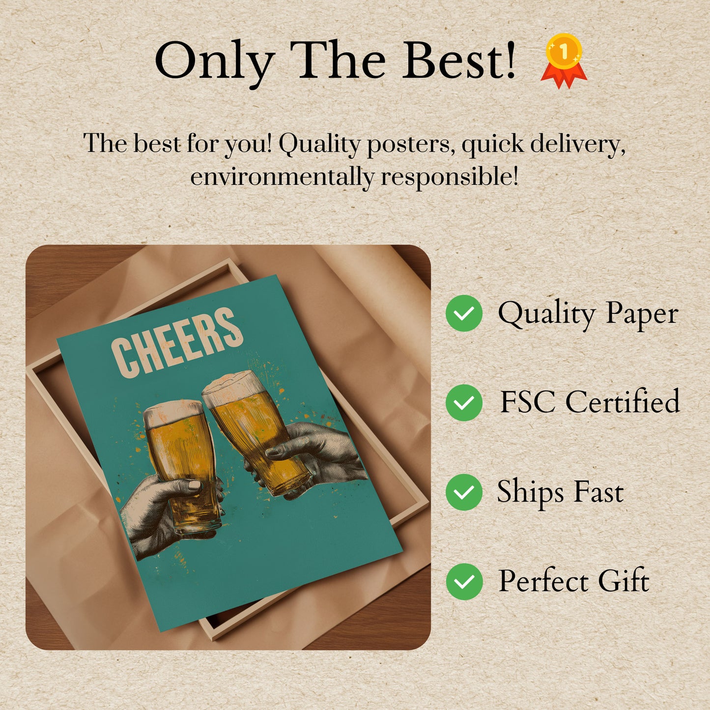 Vintage Beer Toast Cheers Poster