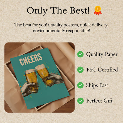 Vintage Beer Toast Cheers Poster