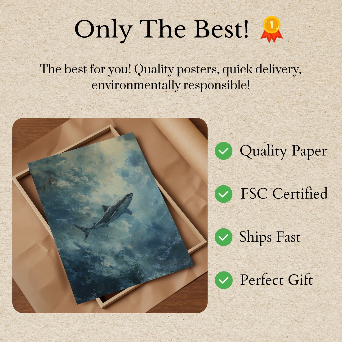 Ethereal Shark Ocean Depths Poster