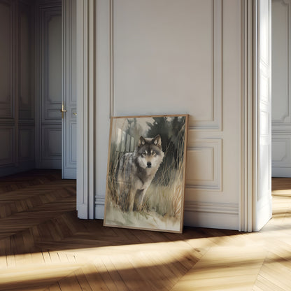 Majestic Gray Wolf Forest Poster