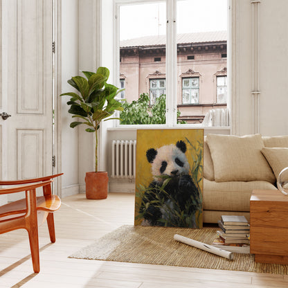 Póster del panda del banquete del bambú