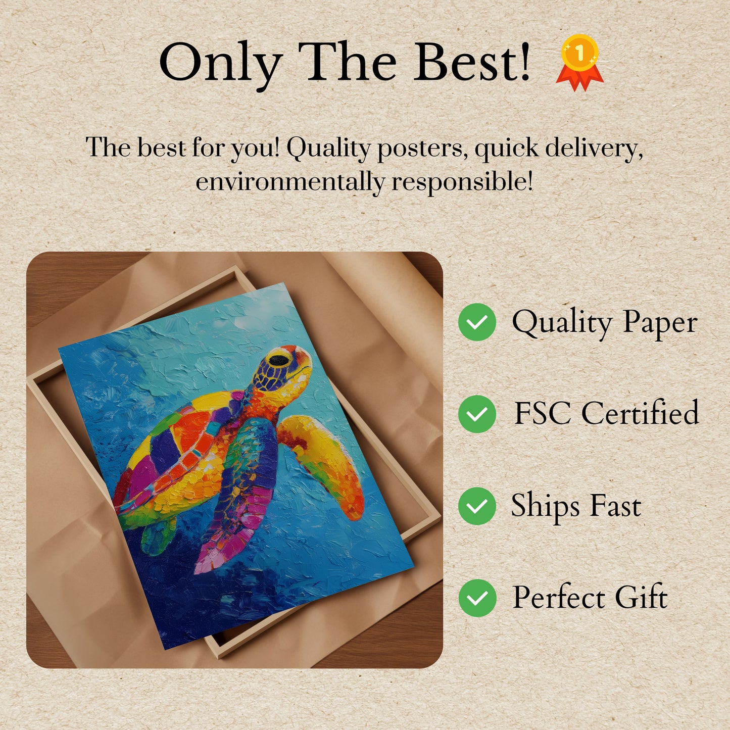 Vibrant Sea Turtle Ocean Poster