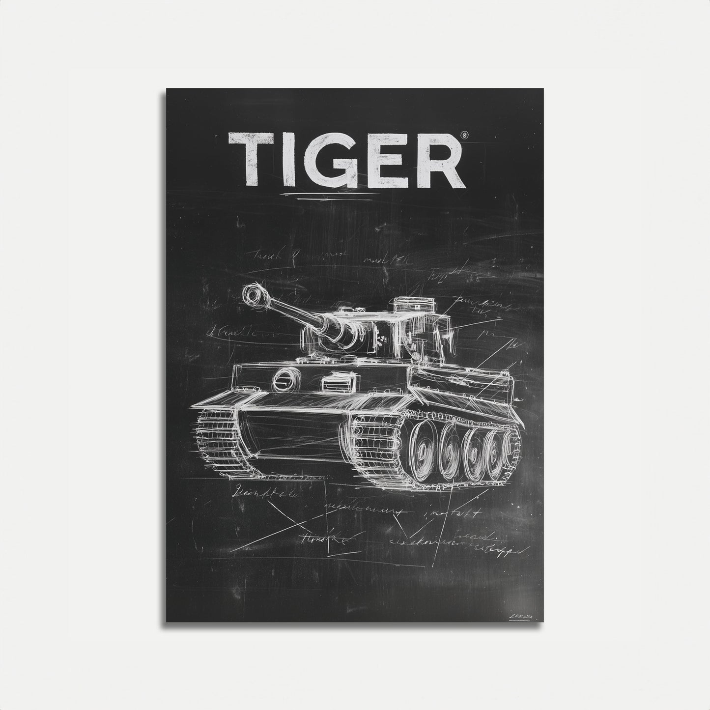 Tiger Tank Technical Blueprint Poster