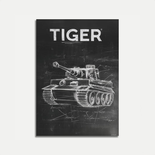 Tiger Tank Technical Blueprint Poster