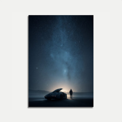 Affiche de Voiture Futuriste Sous la Lumière des Étoiles