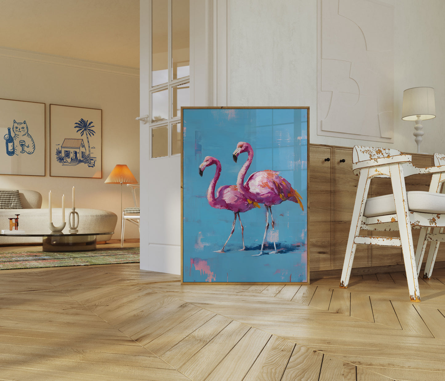 Roze Flamingo's Artistieke Poster