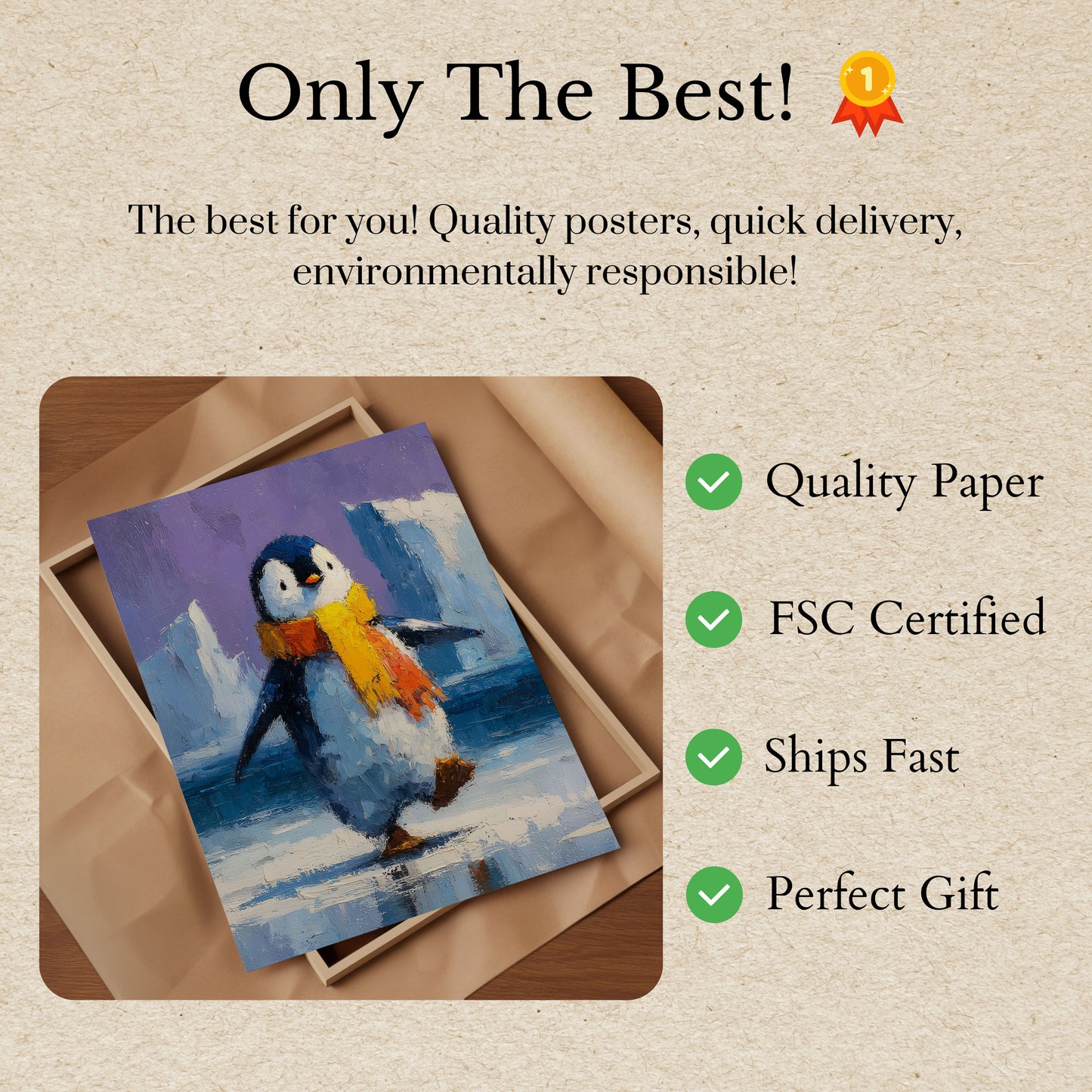 Cozy Penguin Winter Poster