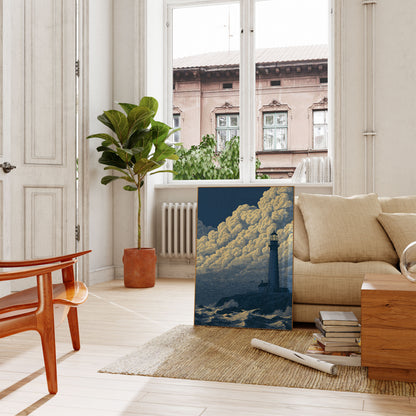 Fyrtårn stormskyer plakat