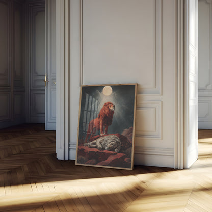 Affiche du Lion Majestueux au Clair de Lune