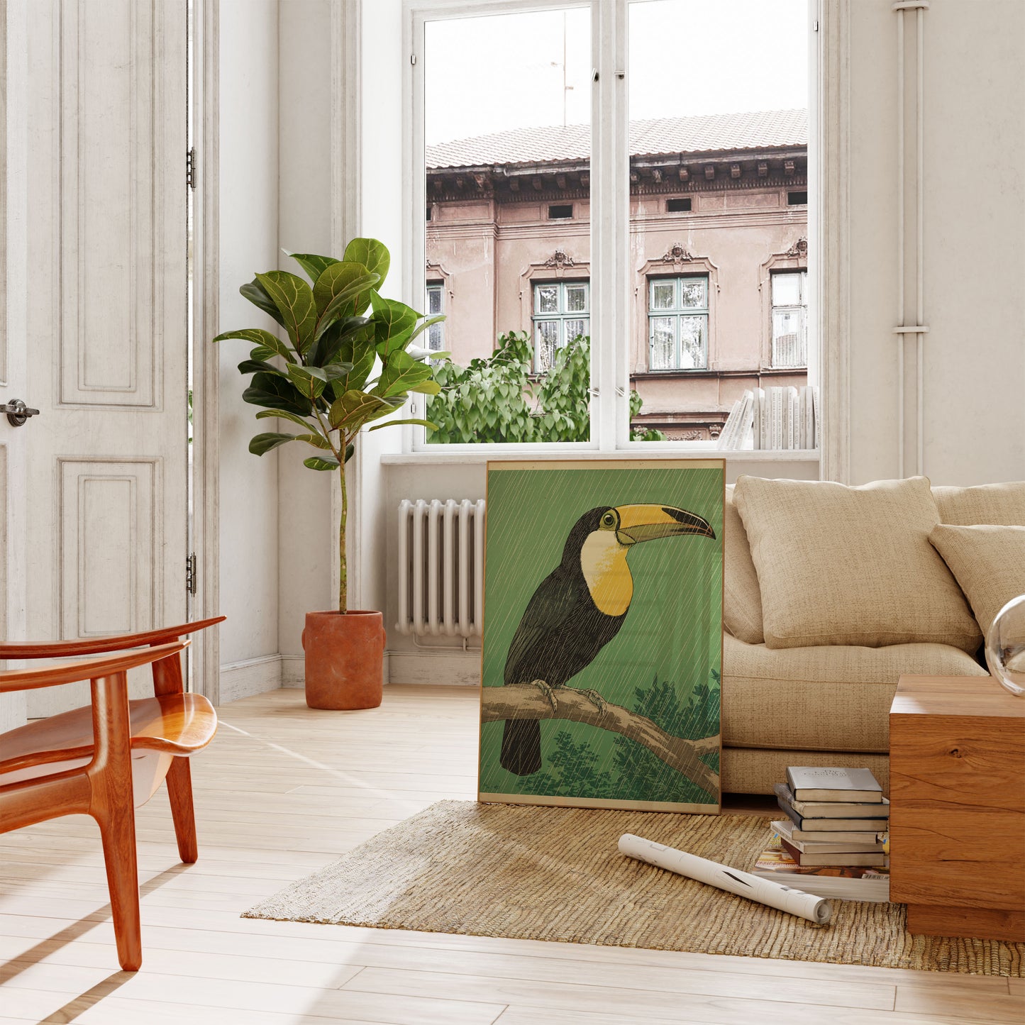 Toucan dans l'affiche de la forêt tropicale humide