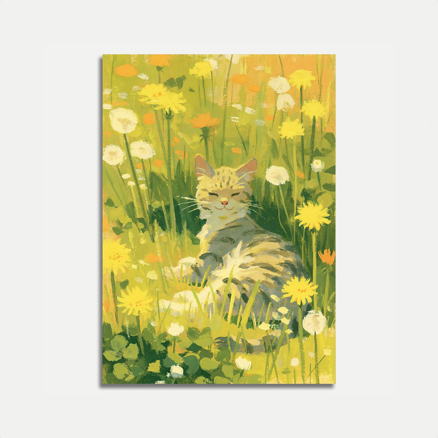 Cat in Wildflower Meadow Poster