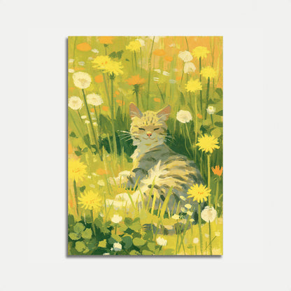 Cat in Wildflower Meadow Poster
