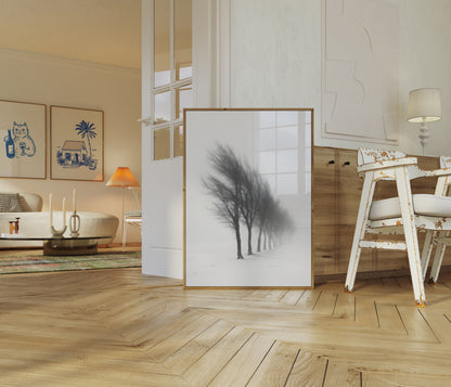 Misty Winter Tree Line Poster