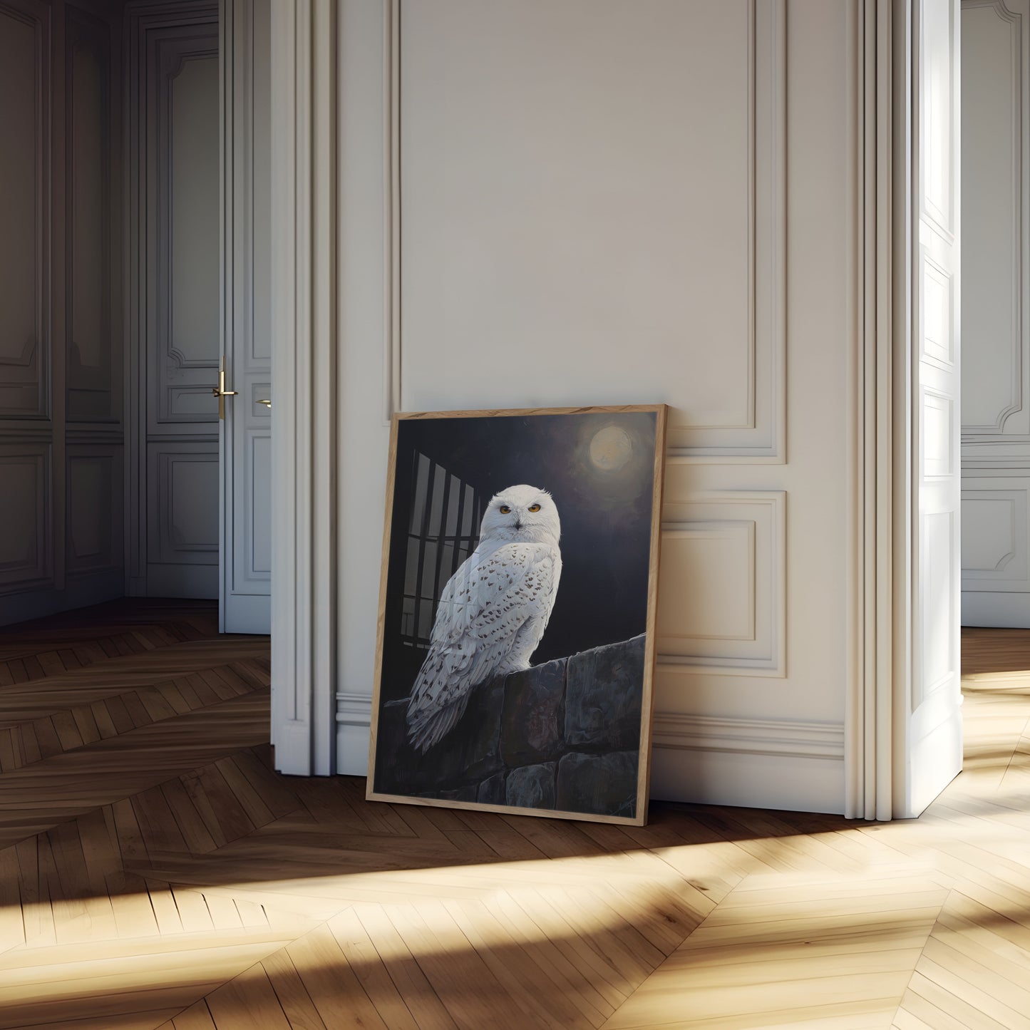 Moonlit Snowy Owl Poster