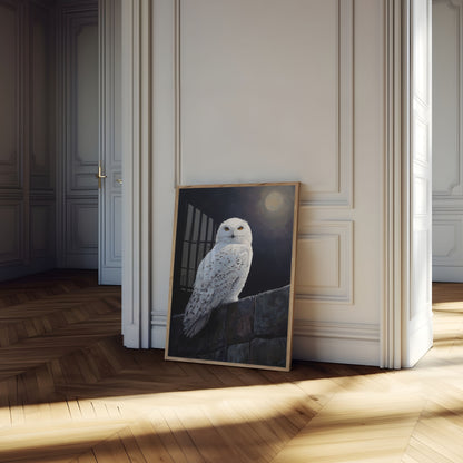 Moonlit Snowy Owl Poster