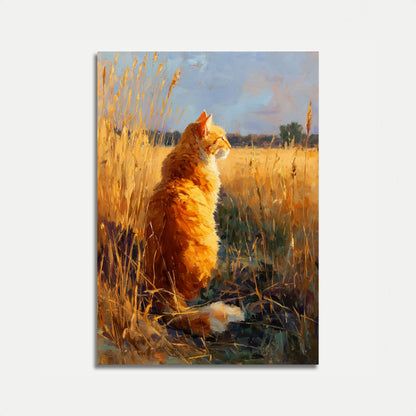 Orange Cat in Wheat Field Poster