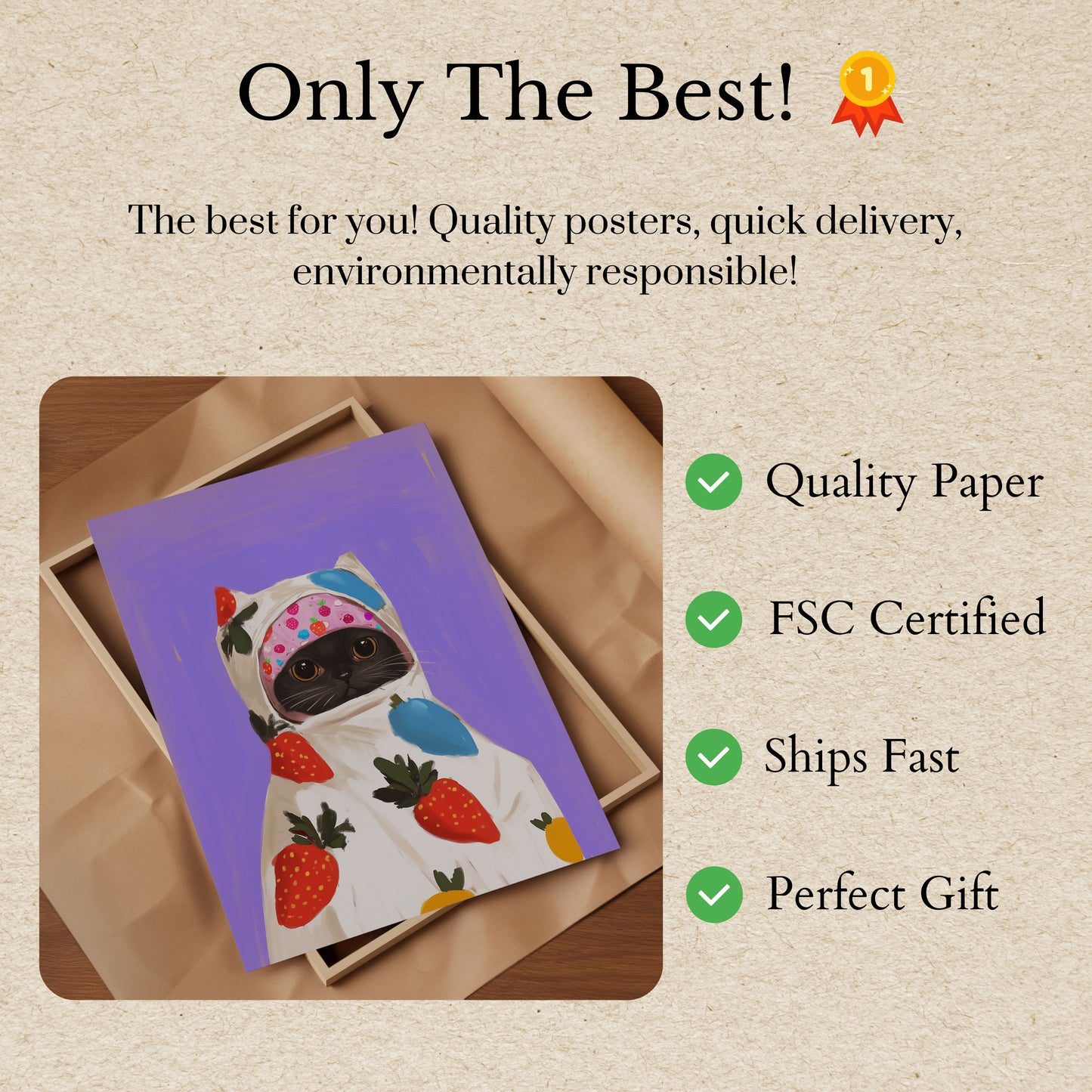 Fruity Feline Fashion Poster