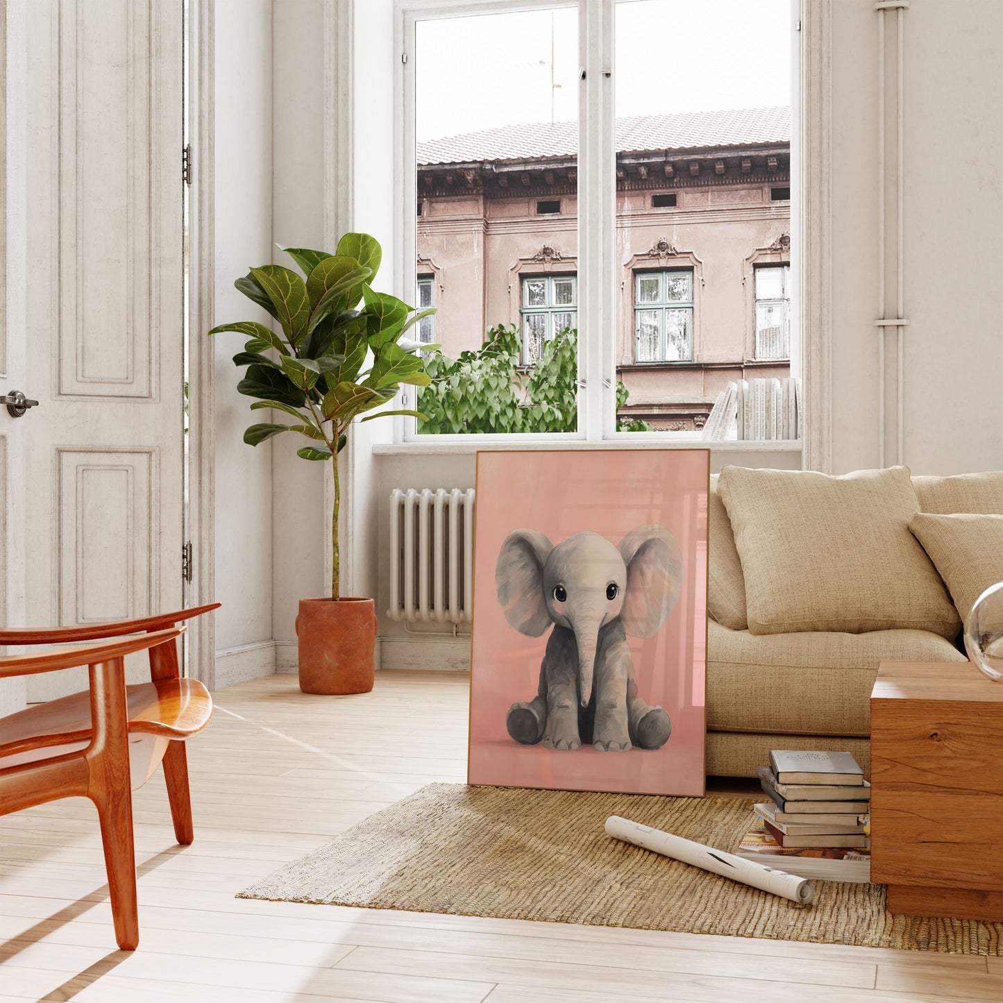 Baby Elephant Blush Pink Poster