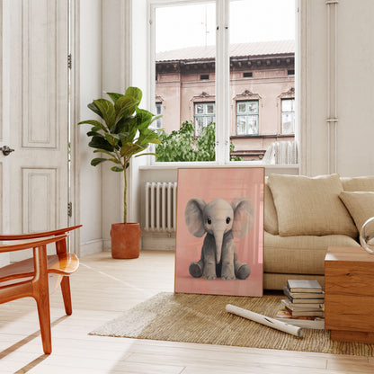 Baby Elephant Blush Pink Poster