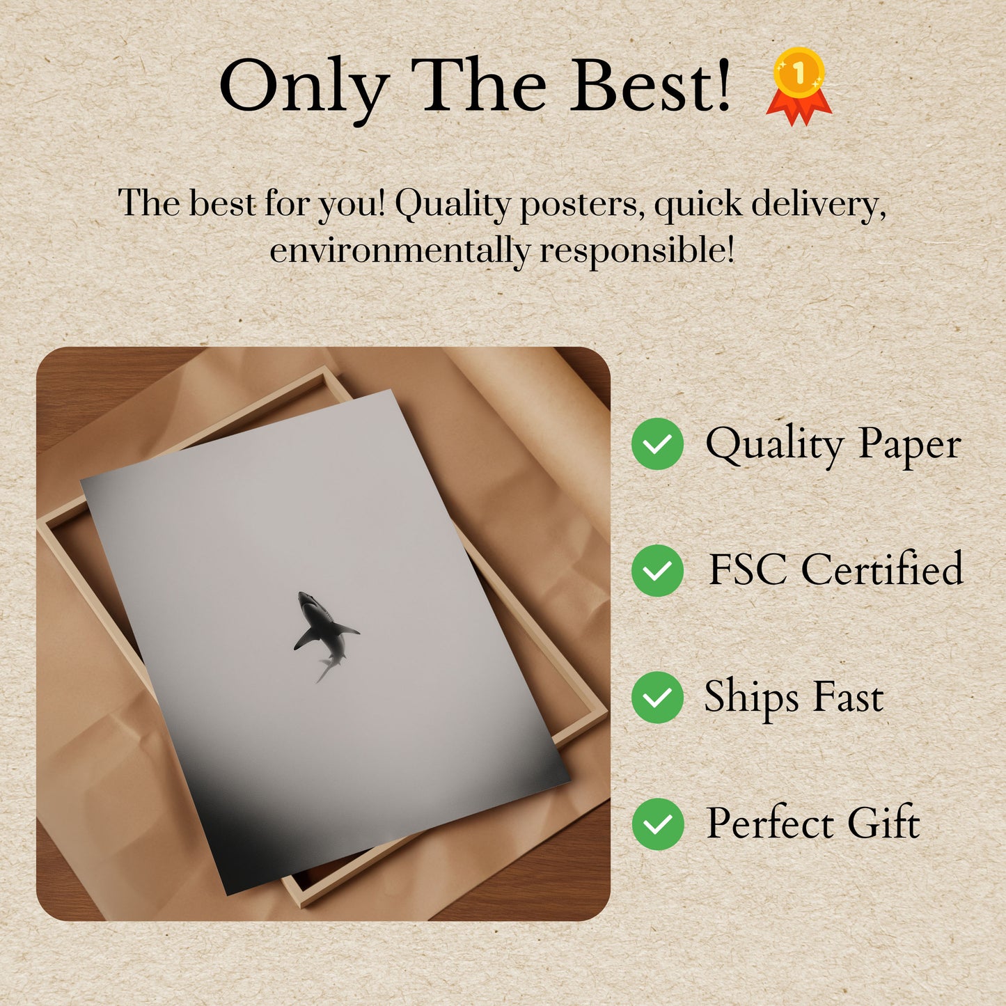 Solitary Shark Ocean Poster