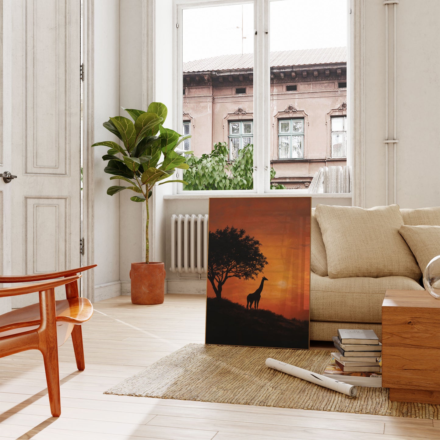 African Sunset Giraffe Poster