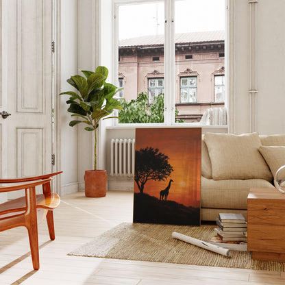 African Sunset Giraffe Poster