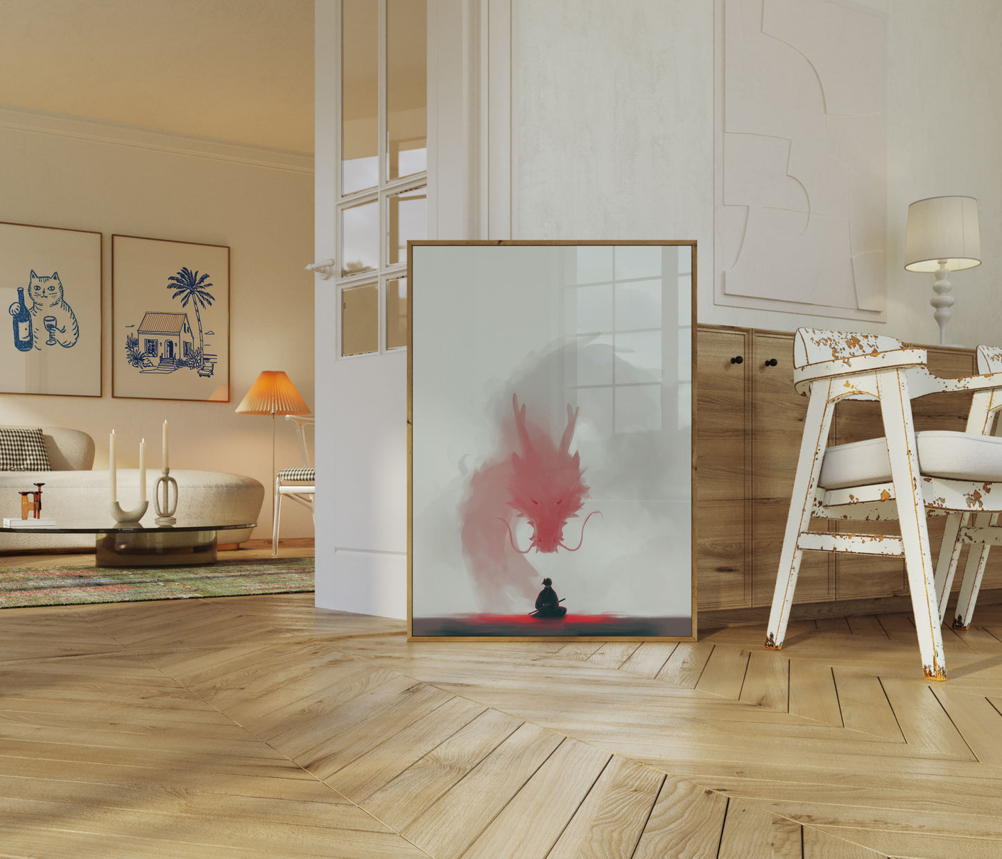 Póster de meditación del Dragón Carmesí