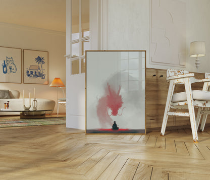 Póster de meditación del Dragón Carmesí