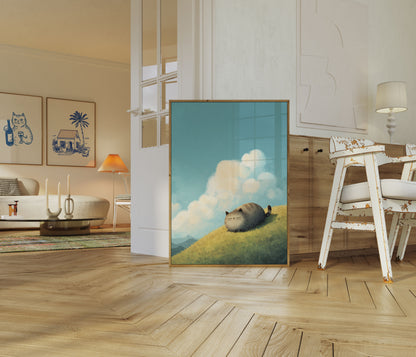 Peaceful Cat on Hillside Poster