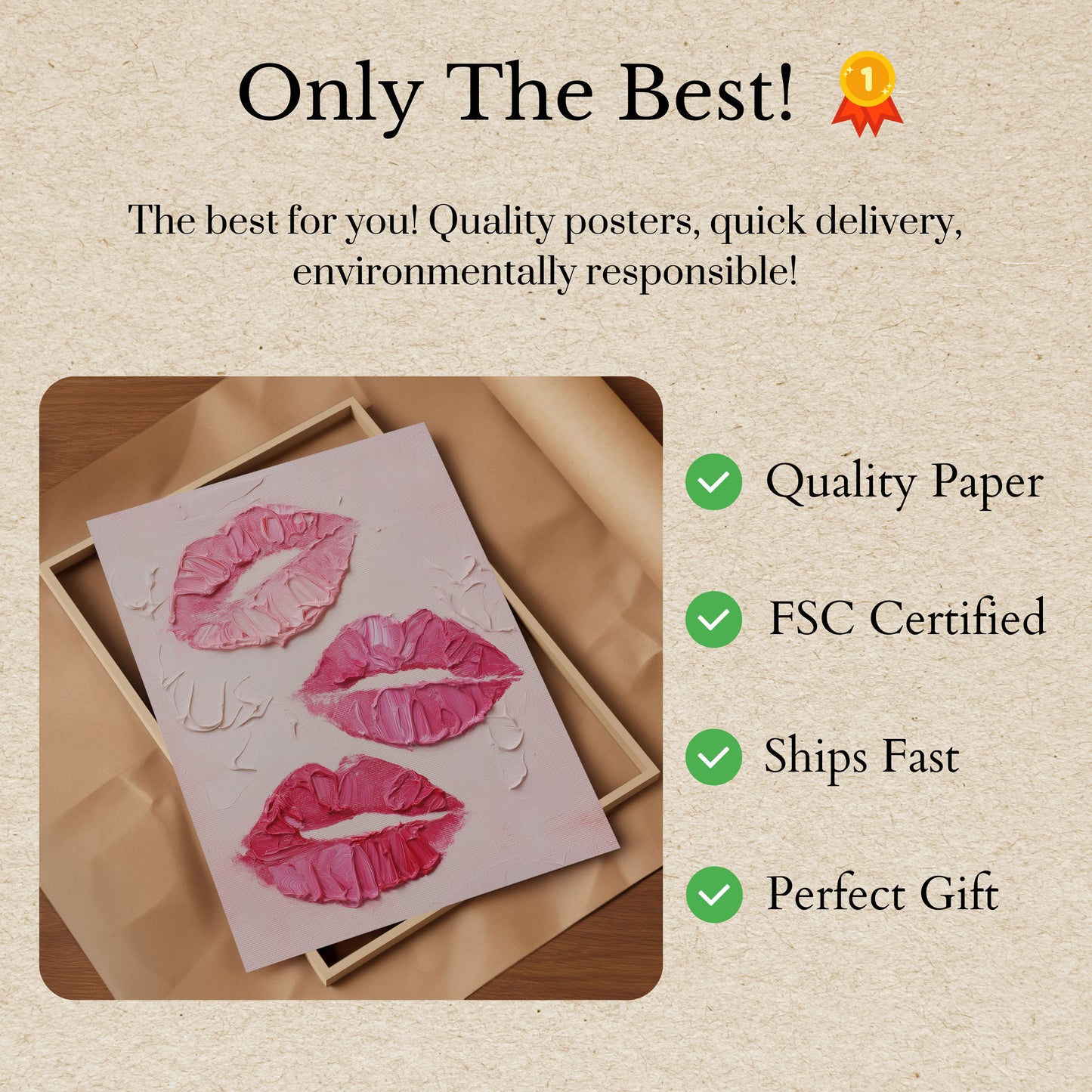 Pink Lips Textured Art Poster