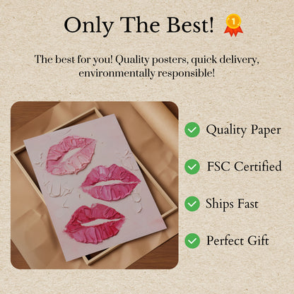 Pink Lips Textured Art Poster