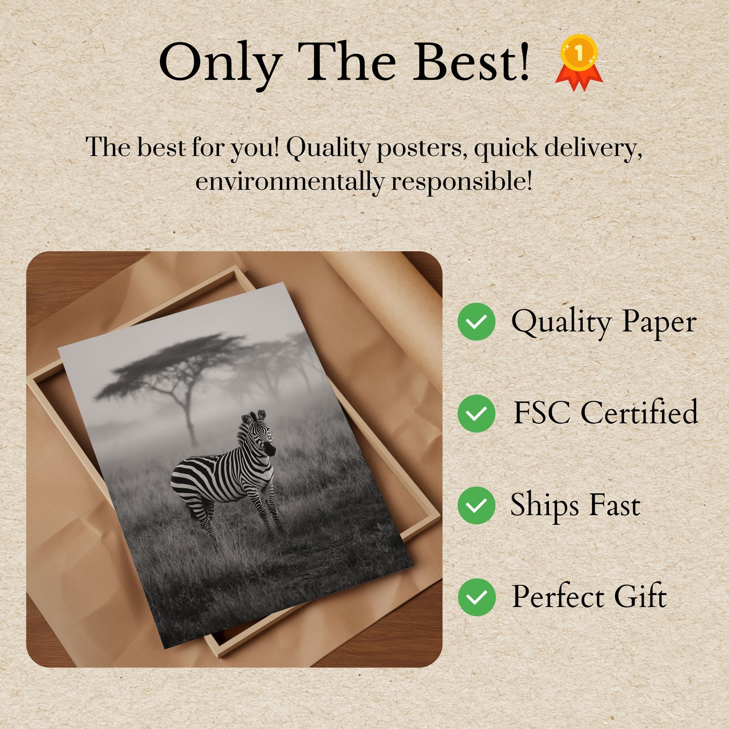 Serene Zebra African Savanna Poster