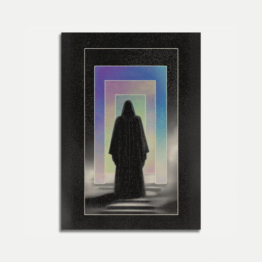 Mystisk figur i geometriskt ljus affisch