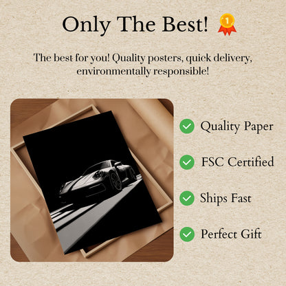 Midnight Porsche Silhouette Poster