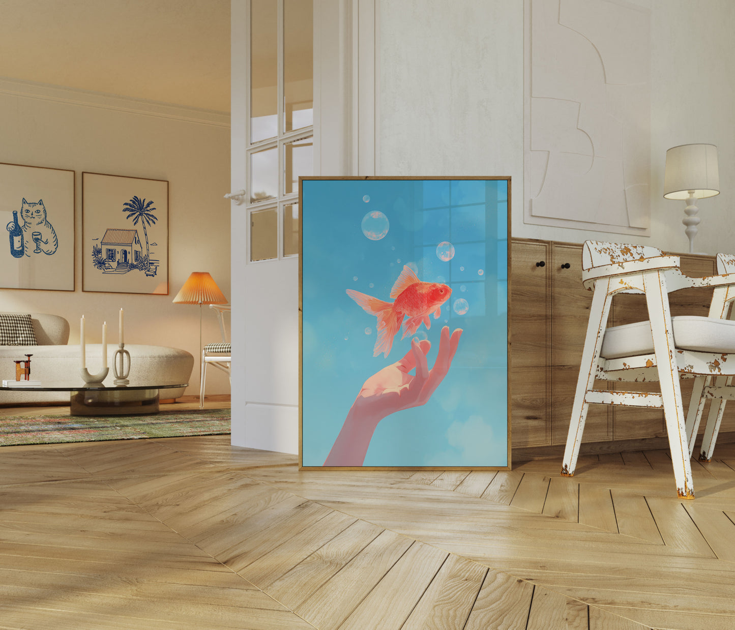 Floating Goldfish Dream Poster