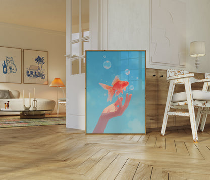 Floating Goldfish Dream Poster