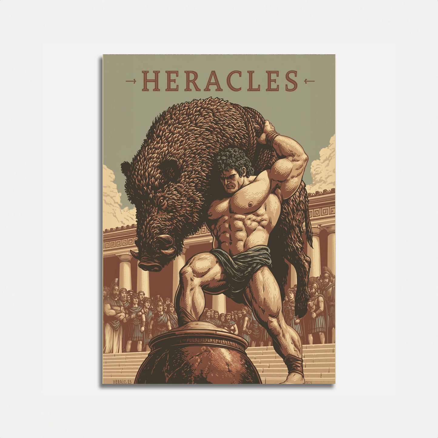 Plakát Herakles zvedající Nemejského lva