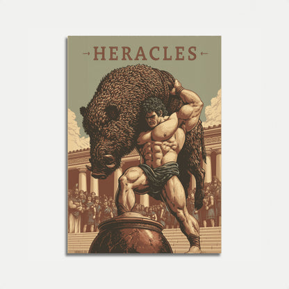 Plakát Herakles zvedající Nemejského lva
